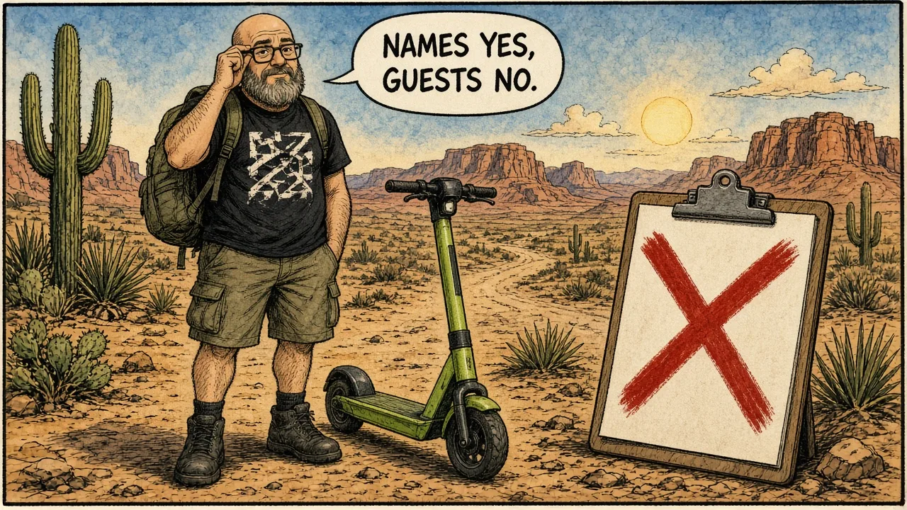 Host reading airport identifiers Homey and Dreamland on a clipboard while a blank passenger list sits beside him