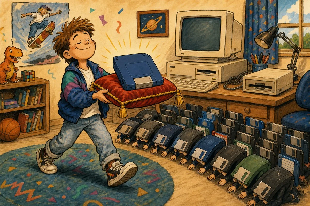 One hundred megabytes in a chunky blue square: finally, enough room for everything.