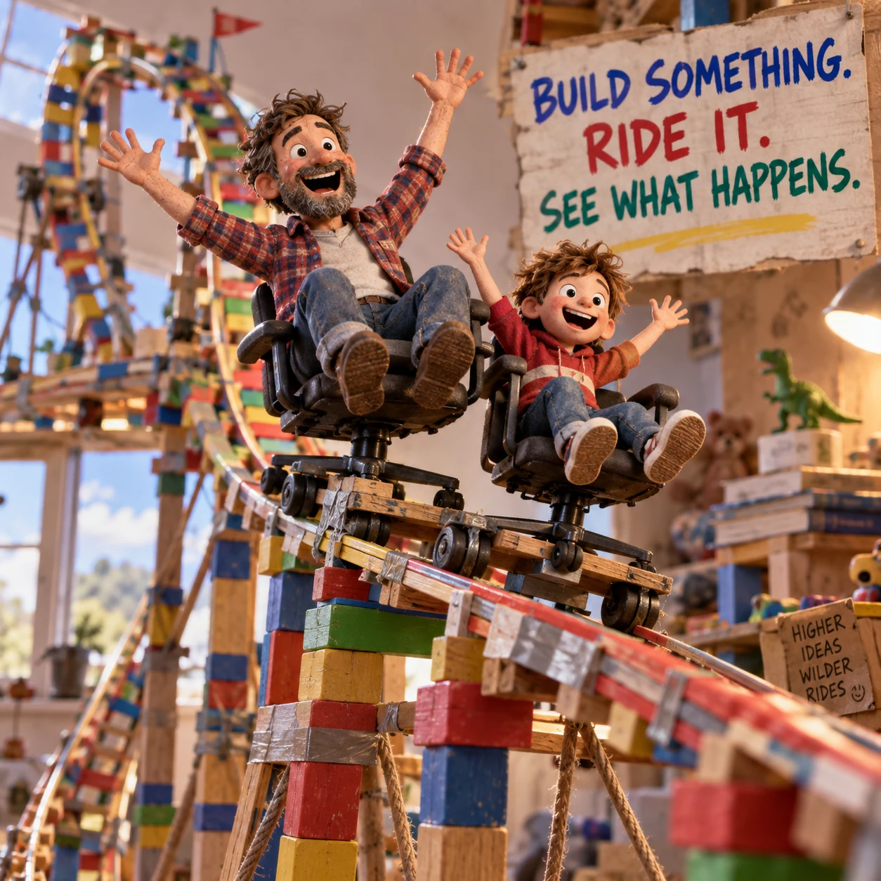 A family builds a wild Roblox roller coaster to see what happens.