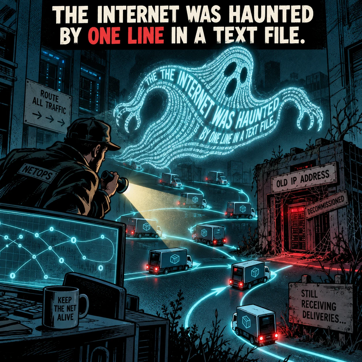 A haunted hosts file interferes with the internet like a ghost.