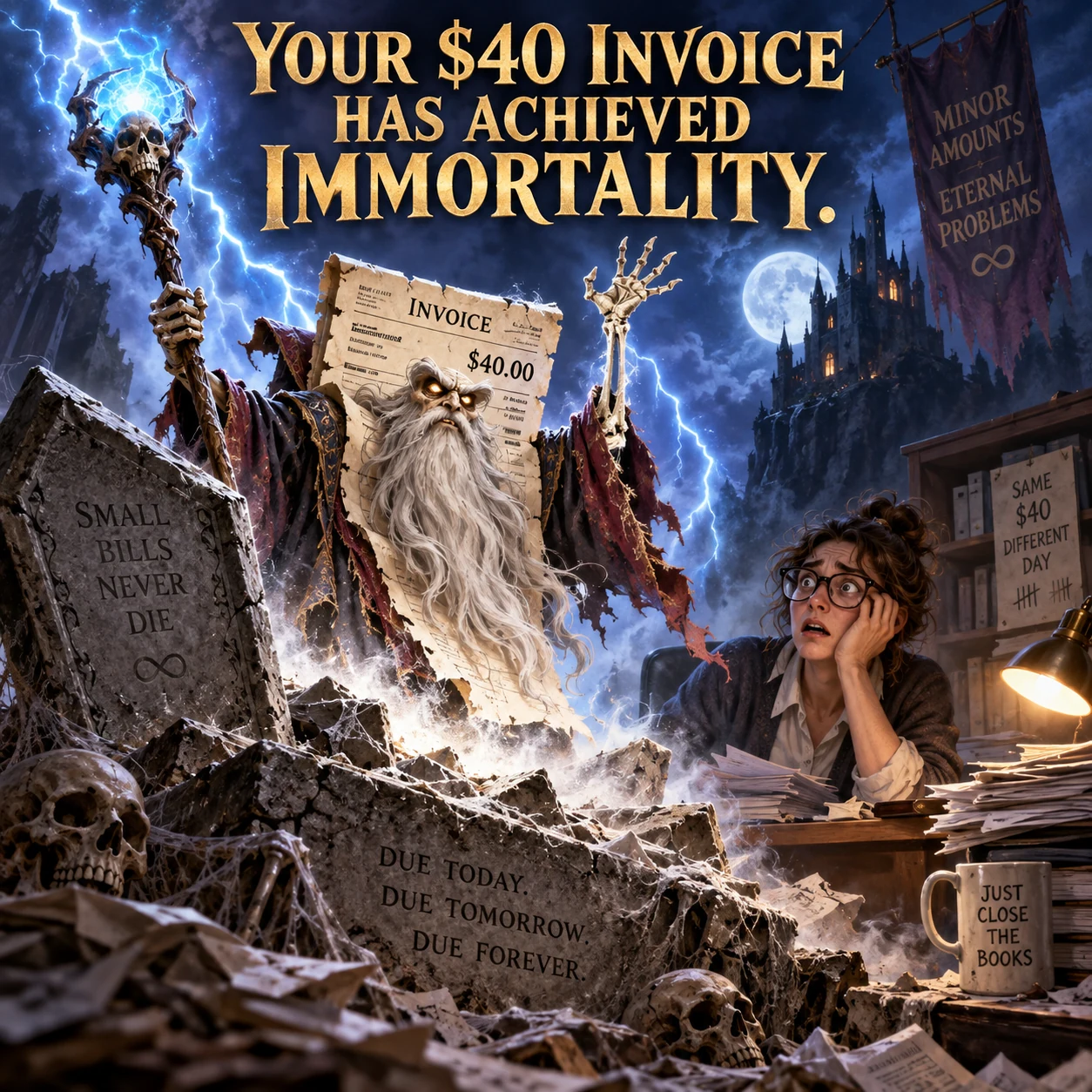 A forty-dollar invoice returns from the dead despite repeated attempts to close it.