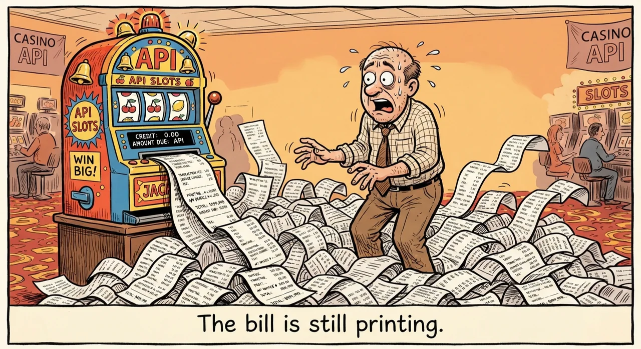 Cartoon titled Gemini Runaway: The bill is still printing.