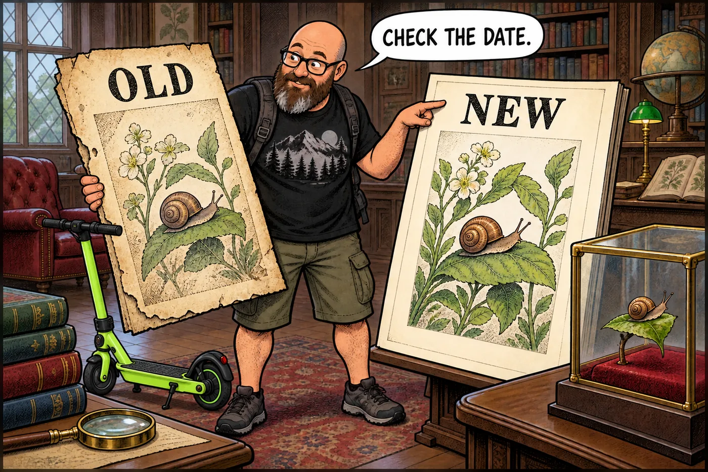 Comic host compares old endangered wording with a newer delisting notice while leaving wetland plants undisturbed
