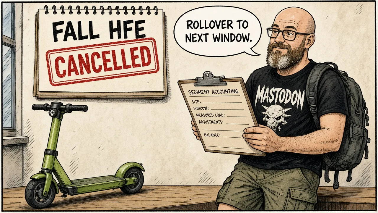 HOST stamping CANCELLED on a fall 2025 HFE calendar page
