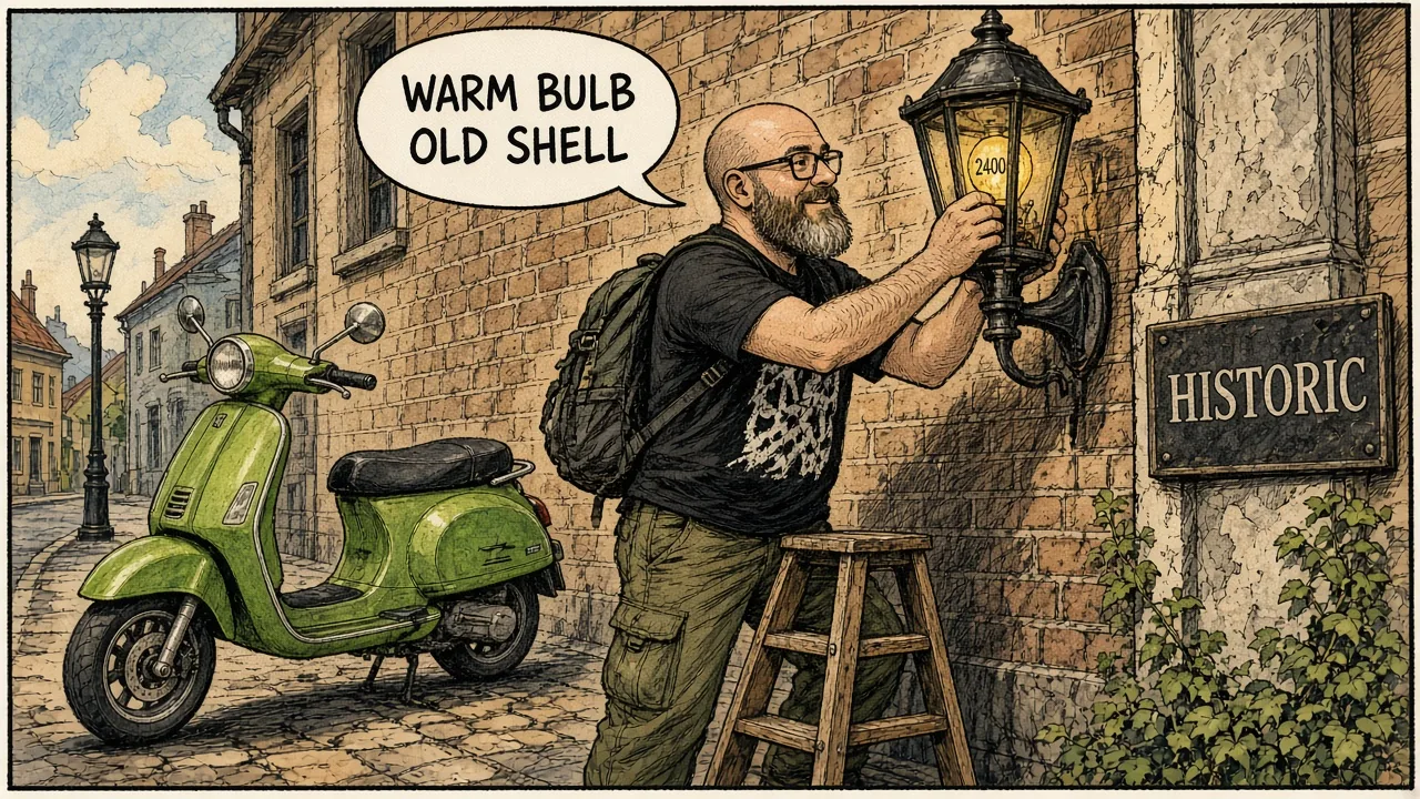 HOST swapping a warm 2400K bulb into a historic fixture instead of ripping it out