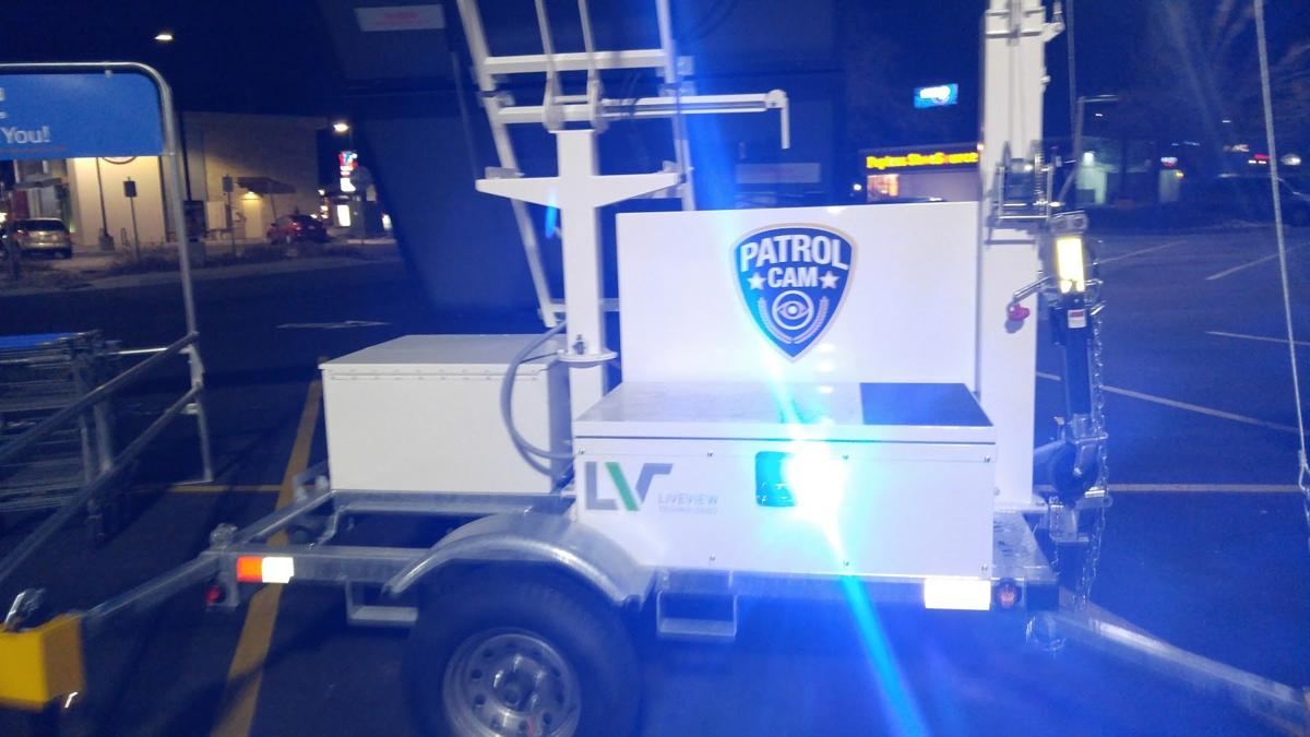 Surveillance trailer with a blue strobe light