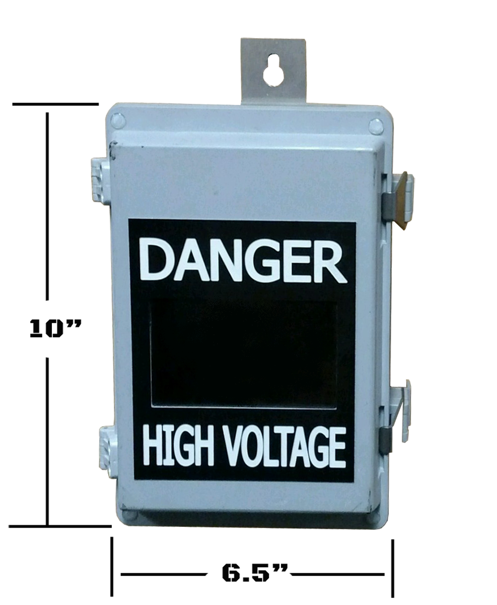 Manufacturer image of a gray utility-box camera concealment with a dark rectangular viewing window