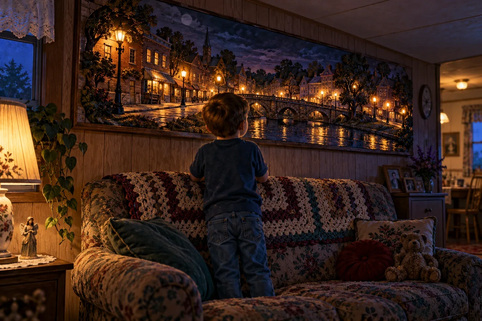 An imagined rendering of the illuminated artwork remembered at Grandma Ann’s house.