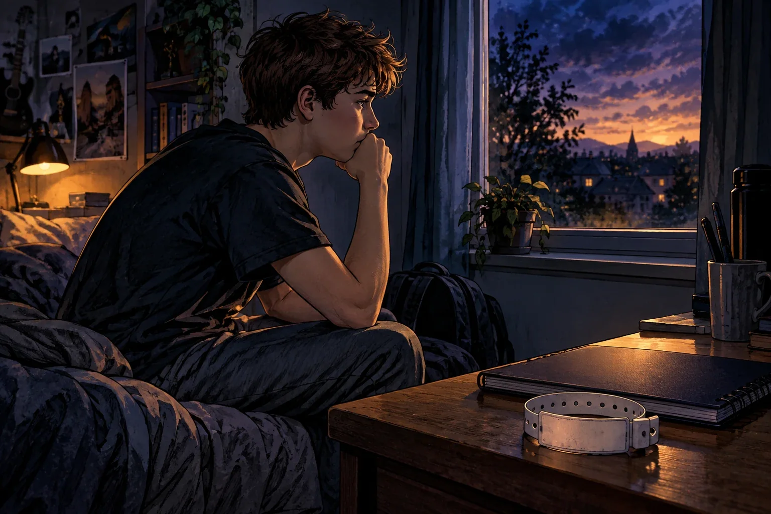 A symbolic teenage scene representing the beginning of chronic illness.